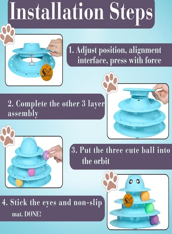 Sage Square Cat Toy Tower - Triple-Layer Ball Track Game for Indoor Cats & Kittens | Interactive Spinning Discs to Boost Hunting Instinct, Energy Release & Paw-Eye Coordination | Fun, Durable - Image 3